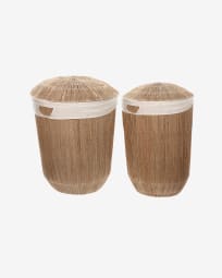 Estibalis set of 2 round laundry baskets in 100% jute with natural finish