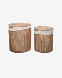 Diadorin set of 2 laundry baskets in 100% rattan with natural finish 48 cm / 58 cm