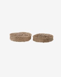 Evelina set of 2 round trays in 100% paper with natural finish