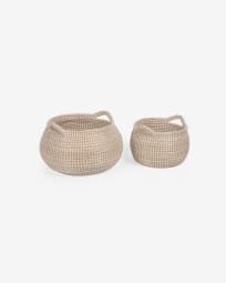 Ellis set of 2 baskets in natural fibres with natural and white finish