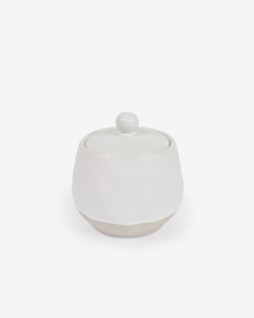 Ryba Zuckerdose aus Keramik weiß und braun