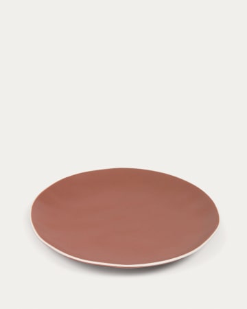 Rin flacher Teller aus Keramik braun