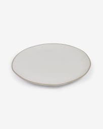 Ryba flat plate in white and brown ceramic