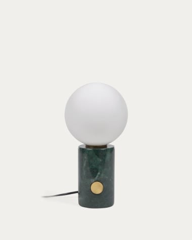 Lonela table lamp in marble with green finish UK adapter