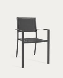 Sirley stackable outdoor chair in black aluminium and texteline