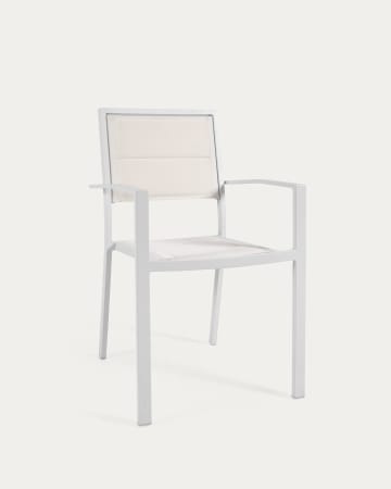 Krzesło ogrodowe Sirley z aluminium i białego textilenu