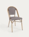 Stapelbarer Outdoor Bistrot-Stuhl Marilyn aus Aluminium synthetischem Rattan braun und weiß