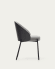 Eamy light grey chair in an ash wood veneer with a black finish and black metal