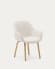 Aleli chair in white shearling with solid ash wood legs and natural finish