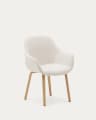 Aleli chair in white bouclé with solid ash wood legs and natural finish
