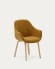Aleli chair in mustard shearling with solid ash wood legs and natural finish
