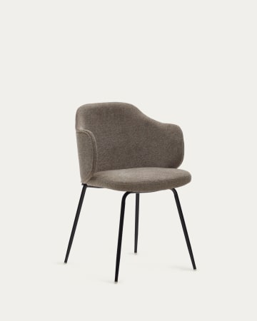 Yunia chair in brown with steel legs in a painted black finish FR