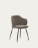 Καρέκλα Yunia, καφέ και ατσάλινα πόδια σε μαύρο βαμμένο φινίρισμα