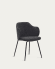 Cadeira Yunia cinza-escuro com pernas de aço com acabamento pintado preto