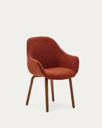 Aleli chair in terracota shearling with solid ash wood legs and walnut finish