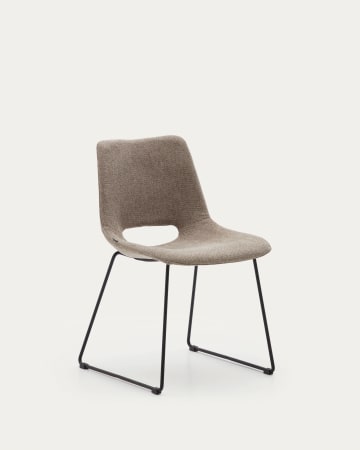 Krzesło Zahara brązowe i stalowe nogi z czarnym wykończeniem