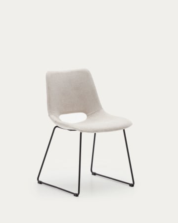 Zahara Stuhl beige und Stahl mit schwarzem Finish