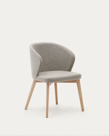Darice chair in brown chenille and 100% FSC solid beech wood in a natural finish