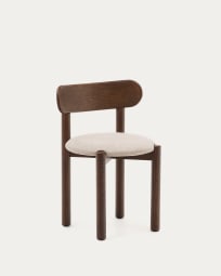 Nebai Stuhl aus brauner Chenille und Gestell aus massivem Eichenholz mit Nussholz Finish FSC MIX Credit