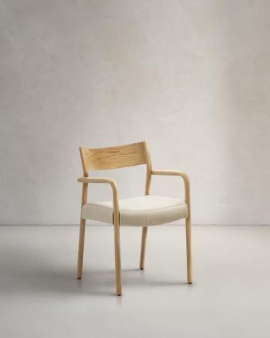 Falconera chair with a removable cover in solid oak wood FSC Mix Credit with natural finish