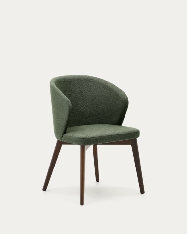 Darice chair in green chenille and 100% FSC solid beech wood in a walnut finish