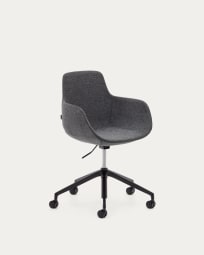 Cadeira de escritório Tissiana cinza-escuro e alumínio com acabamento preto mate