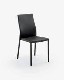 Καρέκλα Abelle, μαύρο συνθετικό δέρμα και ατσάλι