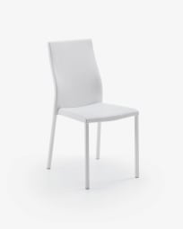 Abelle faux leather chair in white steel