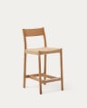 Wysokie krzesło Yalia z oparciem z litego drewna dębowego z naturalnym wykończeniem i siedziskiem z liny 65 cm FSC 100%