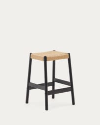 Yalia stool in solid oak wood in a 100% FSC black finish and rope cord, height 65 cm