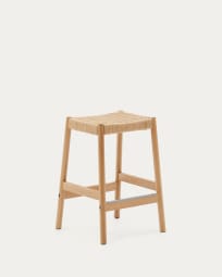 Yalia stool in solid oak wood in a 100% FSC natural finish and rope cord, height 65 cm