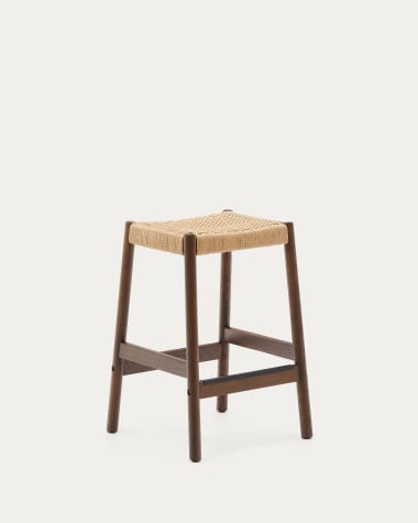 Yalia stool in solid oak wood in a 100% FSC walnut finish and rope cord, height 65 cm
