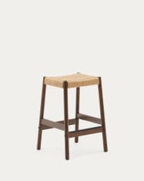Yalia stool in solid oak wood in a 100% FSC walnut finish and rope cord, height 65 cm