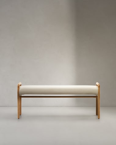Macaret bench with removable cover solid oak wood with natural finish 120 cm FSC Mix Credit