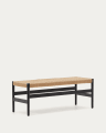Banco Zaide de madera maciza de roble con acabado negro y asiento de cuerda 120cm FSC 100%