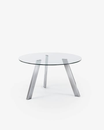 Tavolo rotondo Carib in vetro e gambe in acciaio cromato Ø 130 cm