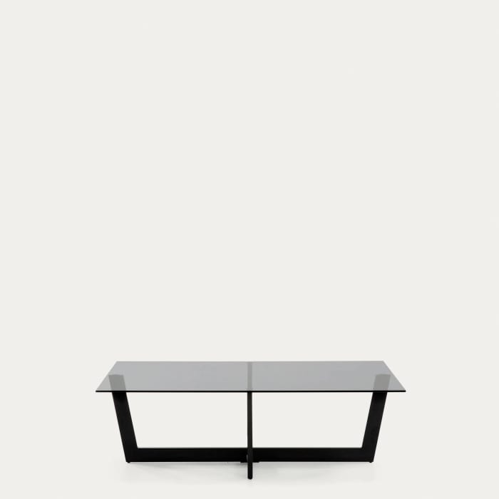 Table basse avec plateau en verre noir de 82 cm et structure en acier