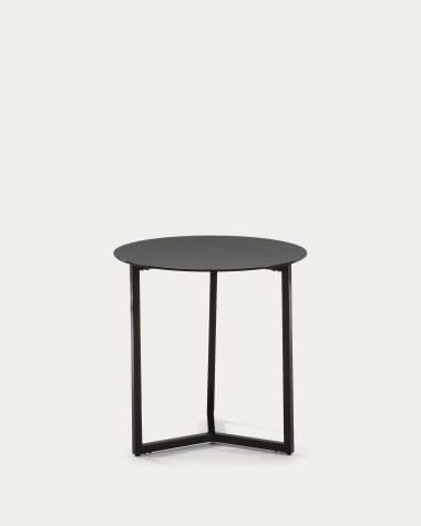 Stolik pomocniczy Raeam hartowane szkło i stal wykończenie czarne Ø 50 cm
