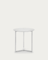 Mesa auxiliar Raeam cristal templado y acero acabado blanco Ø 50 cm