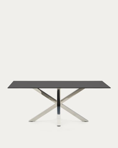 Argo table with black glass and steel legs 200 x 100 cm
