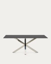 Τραπέζι Argo με γυαλί και ατσάλινα πόδια σε μαύρο φινίρισμα 200 x 100 εκ.