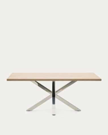 Tisch Argo aus Melamin mit natürlicher Oberfläche und Beinen aus Edelstahl, 200 x 100 cm