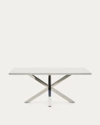 Table Argo 180 x 100 cm mélamine blanc pieds en acier inoxydable