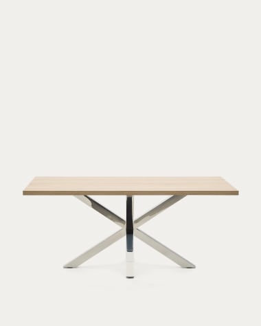 Table Argo en mélaminé finition naturelle et pieds en acier inoxydable 180 x 100 cm