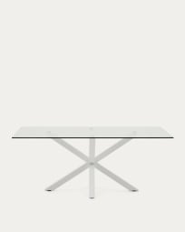 Table Argo en verre et pieds en acier finition blanche 200 x 100 cm