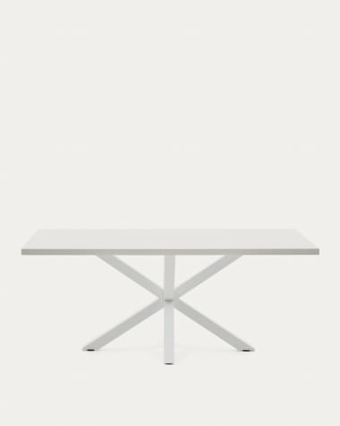 Argo table in melamine with black finish and steel legs with white finish 200 x 100 cm