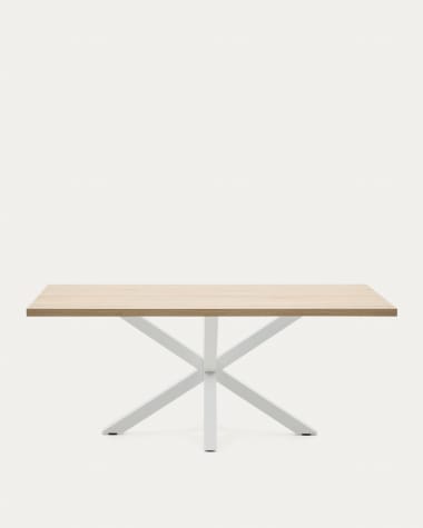 Tisch Argo aus Melamin mit natürlicher Oberfläche und Stahlbeinen mit weißem Finish, 200 x 100 cm