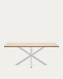 Table Argo en mélaminé finition naturelle et pieds en acier finition blanche 200 x 100 cm