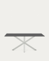 Table Argo 180x100 cm, epoxy blanc et verre noir
