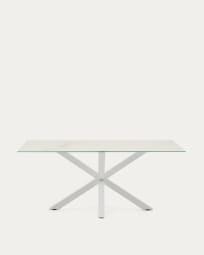 Table Argo 180 cm grès cérame et pieds en acier finition blanche